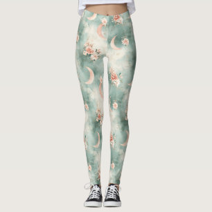 Legging Padrão Boho Celestial Floral Lua (7)