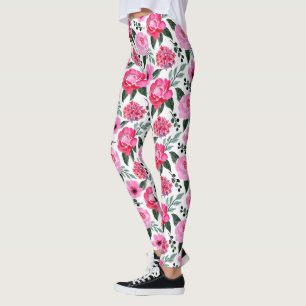 Legging Padrão bonito de Aquarela Rosa-Rosa-Rosa-Rosa-Rosa