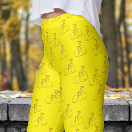 Legging Padrão bonito de bicicleta de montanha amarela