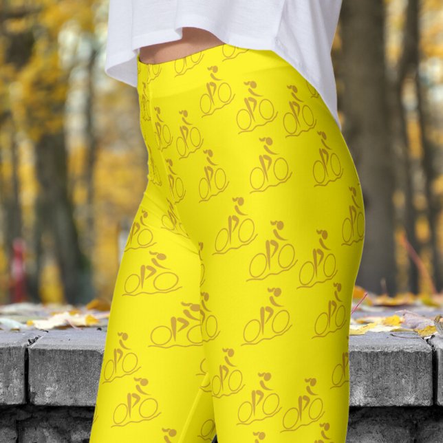 Legging Padrão bonito de bicicleta de montanha amarela (Womens Mountain Biking on Bright Yellow Leggings)