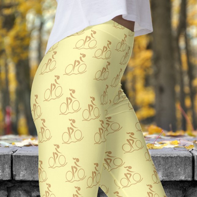 Legging Padrão bonito de bicicleta de montanha branca (Womens Mountain Biking on Cream Leggings)