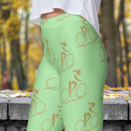 Legging Padrão bonito de Bicicleta de Montanha Verde da Ap
