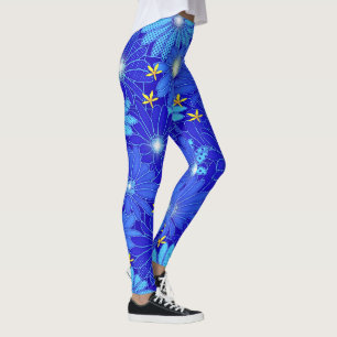 Legging Padrão bonito de margarida azul