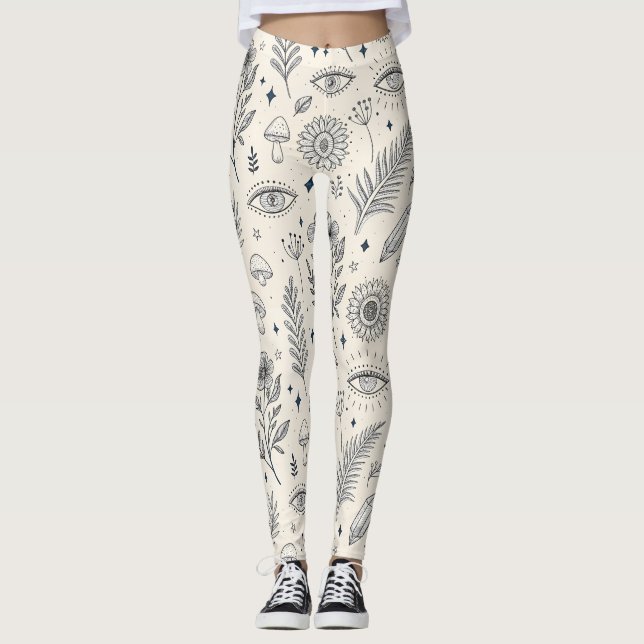 Legging Padrão Botânico Celestial (4) (Frente)