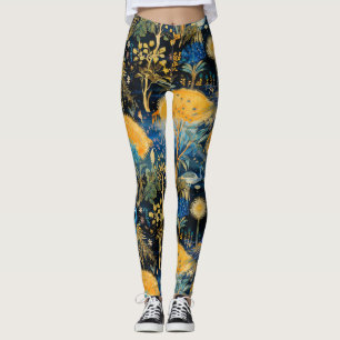 Legging Padrão Botânico de Aves Exóticas Chinoiserie (5)