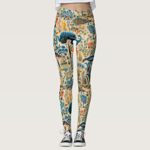 Legging Padrão Botânico de Aves Exóticas Chinoiserie (6)