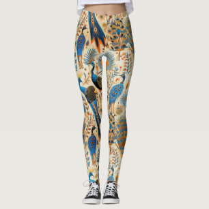 Legging Padrão Botânico de Aves Exóticas Chinoiserie (8)