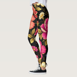 Legging Padrão Botânico Floral Boho Vibrante