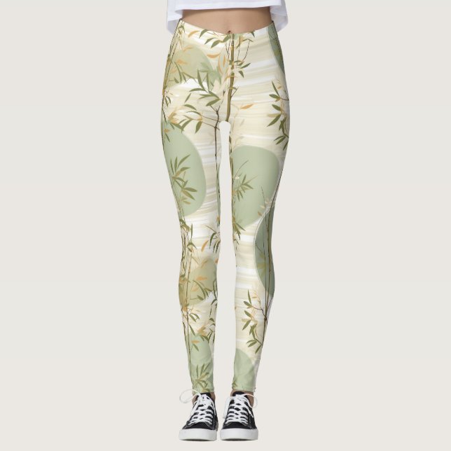 Legging Padrão Botânico Floresta de Bambu Zen (3) (Frente)
