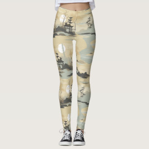Legging Padrão Botânico Floresta de Bambu Zen (4)