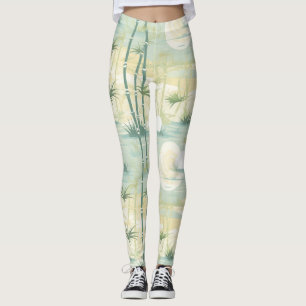 Legging Padrão Botânico Floresta de Bambu Zen (5)