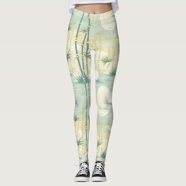 Legging Padrão Botânico Floresta de Bambu Zen (5) (Frente)