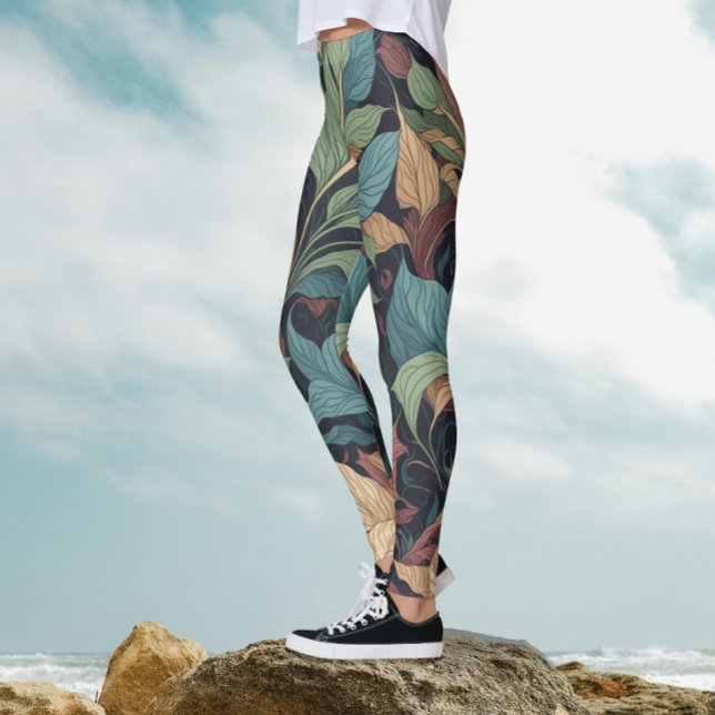 Legging Padrão Botânico Intrincado Vitoriano Chic Elegante (Criador carregado)