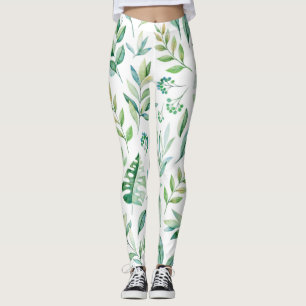Legging Padrão Botânico Verde-Bico