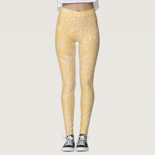 Legging Padrão Botânico Vintage Dourado Floral Larkspur