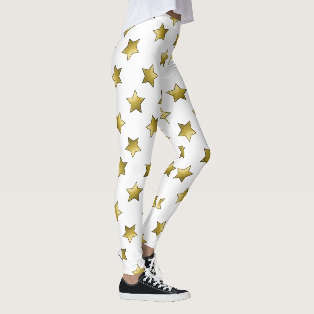 Legging Padrão branco das estrelas douradas Elegantes (Direita)