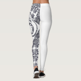 Legging Padrão branco e preto assimétrico e seu nome