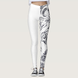 Legging Padrão branco e preto assimétrico e seu nome