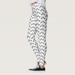 Legging Padrão Branco e Preto do Peixe Quirky<br><div class="desc">Leggings com padrão de ossos de peixe.</div>