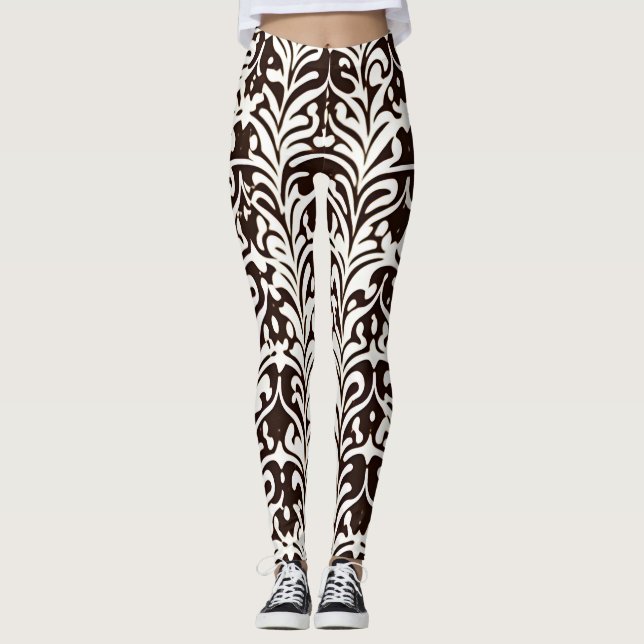 Legging Padrão Branco Preto do Ornamento Africano (Frente)