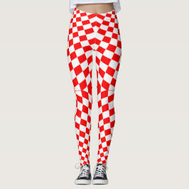 Legging Padrão branco vermelho verificado
