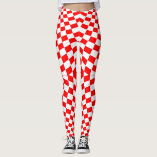 Legging Padrão branco vermelho verificado