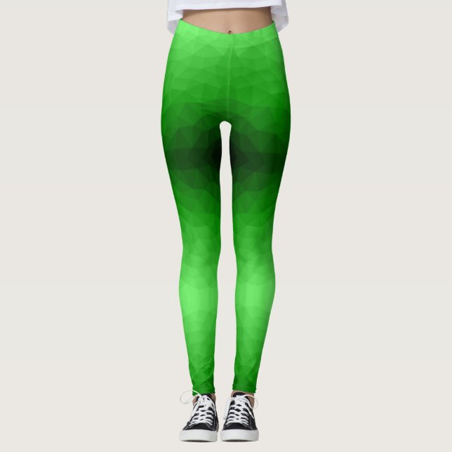 Legging Padrão brilhante de malha geométrica verde-claro (Frente)