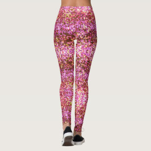 Legging Padrão brilhante de prata dourada cor-de-rosa