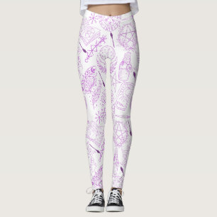 Legging padrão bruxaria 2506.Roxo. BG branco
