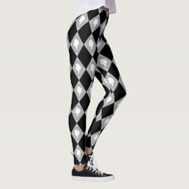 Legging Padrão Cameo Harlequin em preto,branco,Cinza