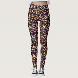 Legging Padrão Caprichoso do Céu Noturno de Halloween