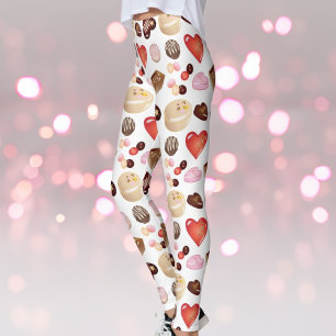 Legging Padrão cardíaco de chocolate moderno