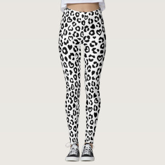Legging Padrão Cardíaco Preto Leopardo