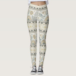 Legging Padrão Celestial De Arte Folclórica Celestial