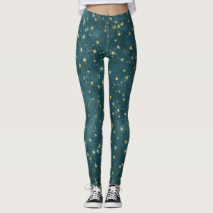 Legging Padrão celestial de estrelas de ouro celestial da 
