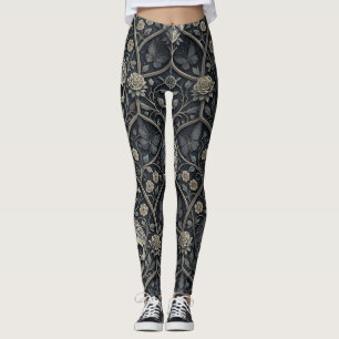 Legging Padrão Celestial Floral Caveira Gótica (2)