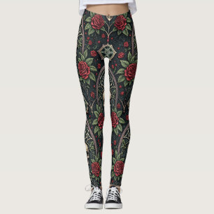 Legging Padrão Celestial Floral Caveira Gótica (3)