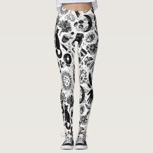 Legging Padrão Celestial Mágico Mystica Preto e Branco