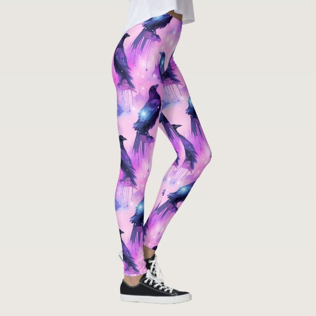 Legging Padrão Celestial Raven Galaxy Pastel Halloween (Direita)