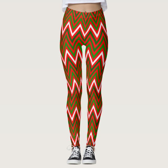 Legging Padrão Chevron de Natal (Frente)