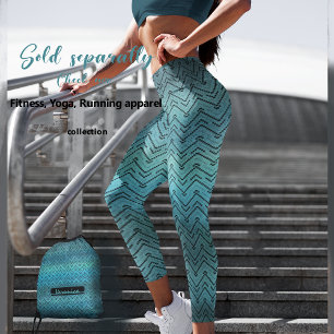 Legging Padrão Chevron Preto com Azul Gradiente