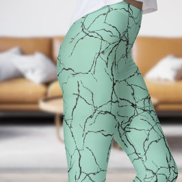 Legging Padrão Chic Teal e Fratura Negra