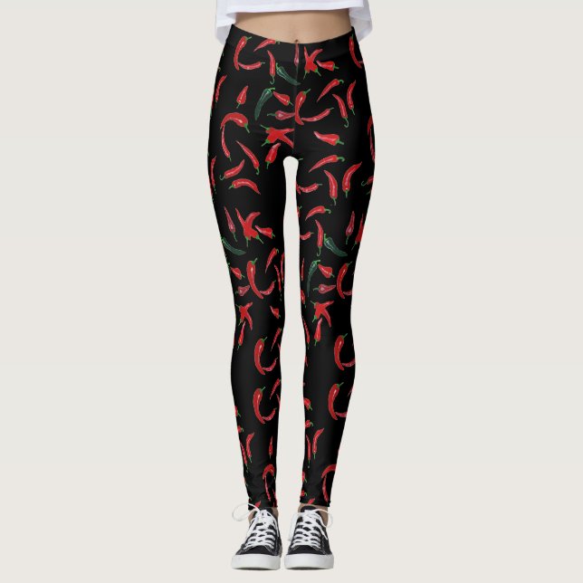 Legging Padrão Chili| Preto Vermelho e Verde (Frente)