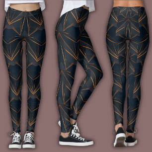 Legging Padrão Cibernético Abstrato Brilho Neon Cobre