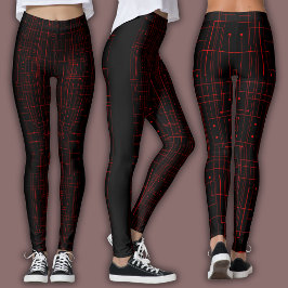Legging Padrão Cibernético Abstrato | Circuito Preto e Car