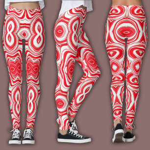 Legging Padrão Cibernético Abstrato   Vermelho/Branco Hipn