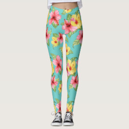 Legging Padrão Cinematográfico Floral Moderno do Hibiscus