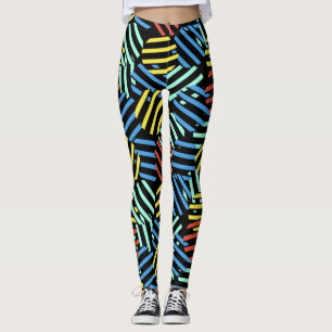 Legging Padrão circular Design Memphis Colorido dos anos 