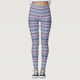 Legging Padrão Circular Geométrico Mandala Azul e Roxo