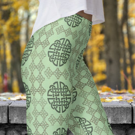 Legging Padrão circular na moda verde e preto